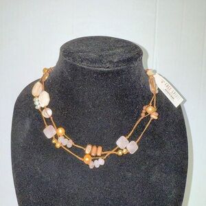 Peyote Bird Necklace‎ 18in Artisan Genuine Stones & Sterling Silver Clasp Boho